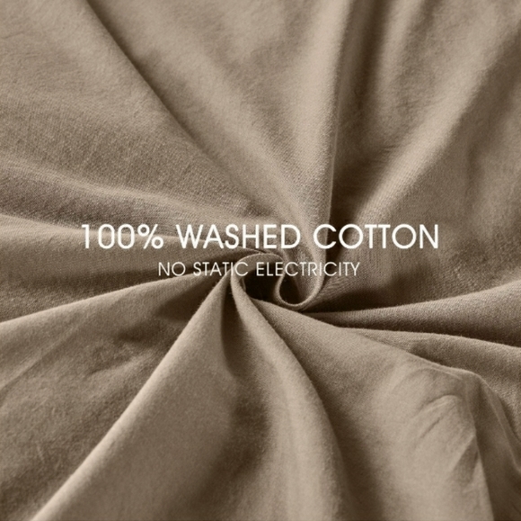 ⭐🆕 Khaki Washed Cotton Duvet Cover Set - Picture 5 of 11